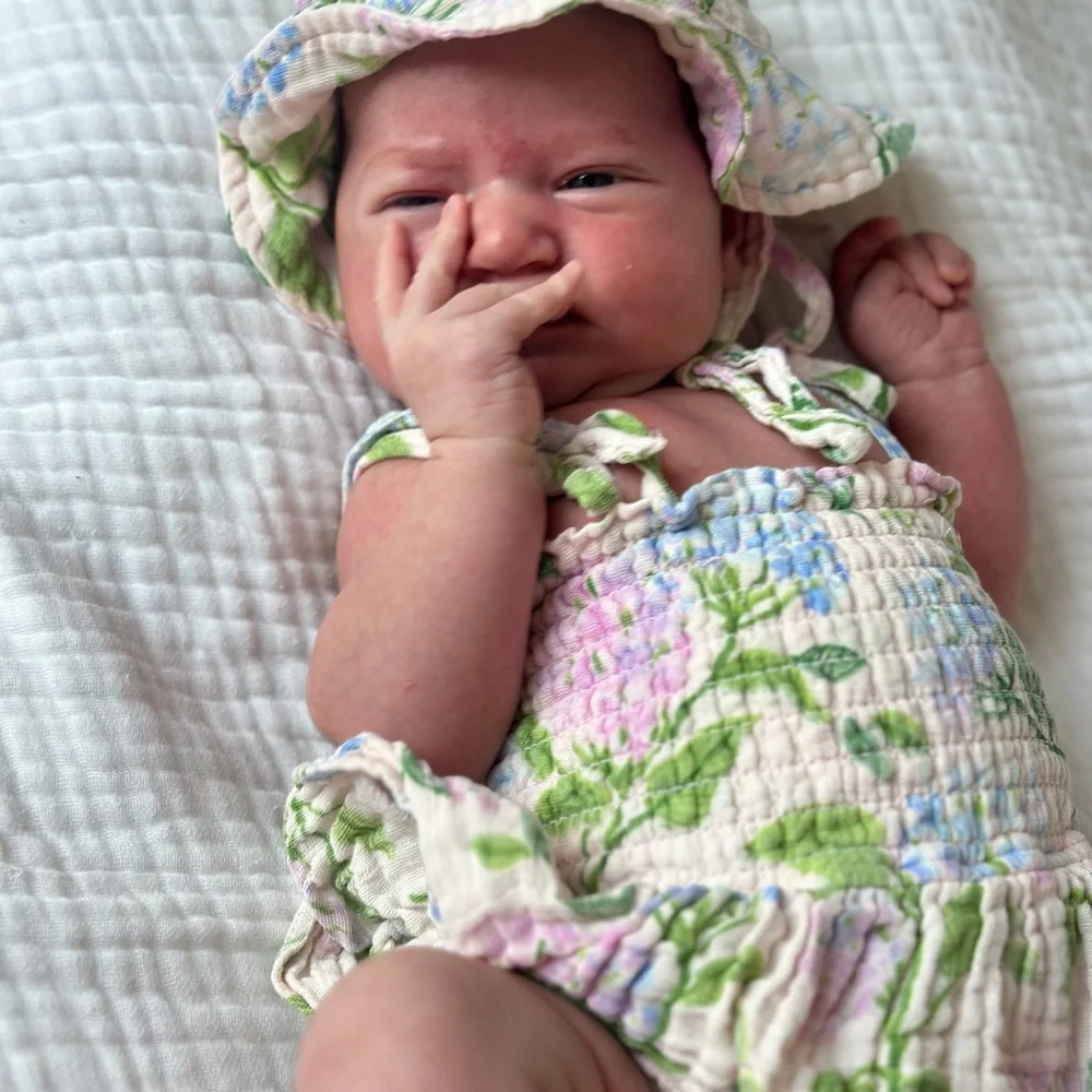 Angel Dear Pastel Hydrangea Skirted Romper and Matching Hat